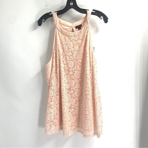 Torrid Size 1X Sleeveless Peach Lace Overlay Babydoll Top - Picture 1 of 9